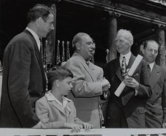 Connie Mack, Joe DiMaggio and Tommy Henrich photograph, 1949 August 19
