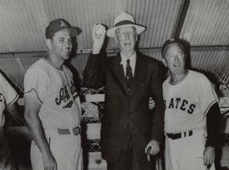 Connie Mack, Lou Boudreau, and Fred Haney photograph, 1955 March 10