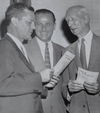 Connie Mack, Joseph Clark, and Bob Carpenter photograph, 1954 July 08