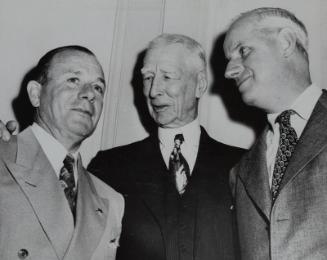 Connie Mack, Jimmy Dykes, and Arthur Ehlers photograph, 1950 October 18