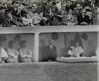 Connie Mack in Dugout photograph, 1946 April 23