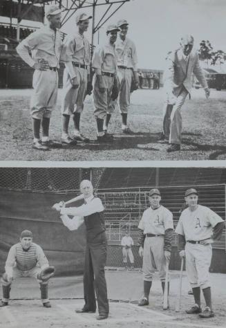 Connie Mack with Players dual photograph, 1956 February 08