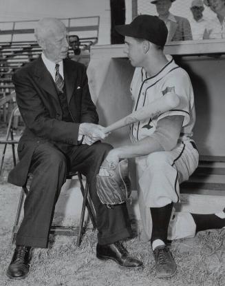 Connie Mack and Jack Littrell photograph, 1952 March 03