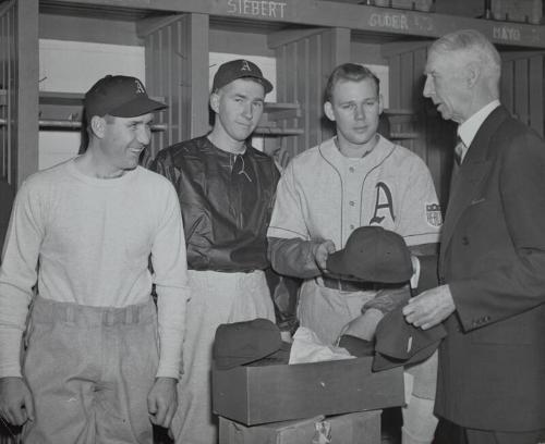 Connie Mack Spring Passing out Caps photograph, 1943 March 22
