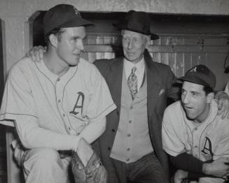 Connie Mack with Lou Brissie and Phil Marchildon photograph, between 1947 and 1949