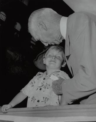Connie Mack with Young Fan photograph, probably 1953