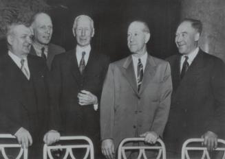 Connie Mack, Joe Boley, Howard Ehmke, Bullet Joe Bush and Rube Walberg photograph, 1950 April 1…