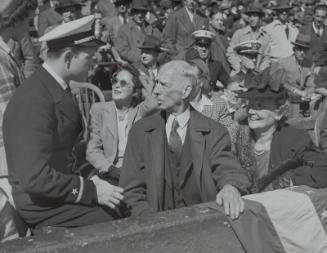 Connie Mack with Wife Katherine and Eddie Collins photograph, 1942 October 03
