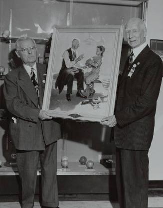 Connie Mack and Bob Quinn with Painting photograph, approximately 1951