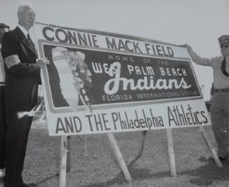 Connie Mack with Sign photograph, 1952 March 25