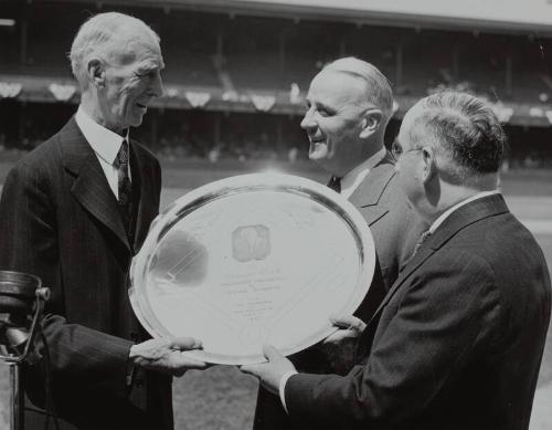Connie Mack, Gerry Nugent and Harry McDevitt photograph, 1941 May 17