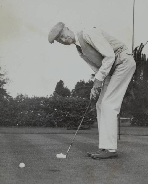 Connie Mack Golfing photograph, 1936 January 21