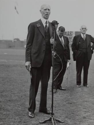 Connie Mack Giving Speech photograph, probably 1940