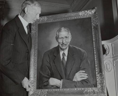 Connie Mack with Portrait photograph, 1943 February 05