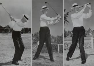 Connie Mack Golfing triple photograph, 1951 March 03