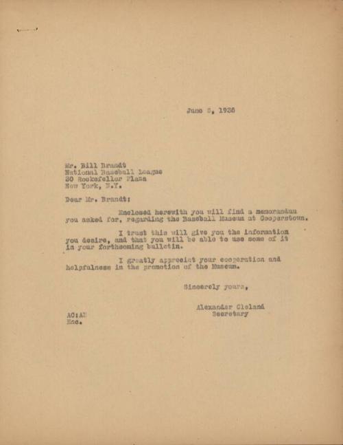 Letter from Alexander Cleland to Bill Brandt, 1935 June 05