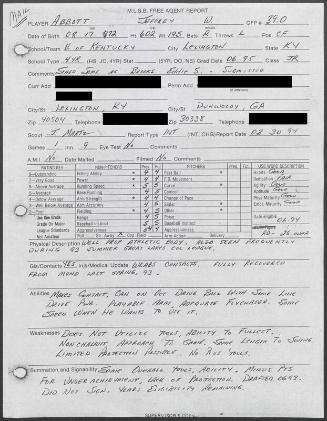 Jeff Abbott scouting report, 1994 March 30