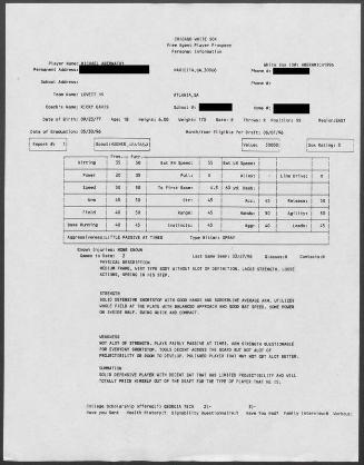 Brent Abernathy scouting report, 1996 March 27