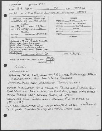 Bobby Abreu scouting report, 1995 July 30
