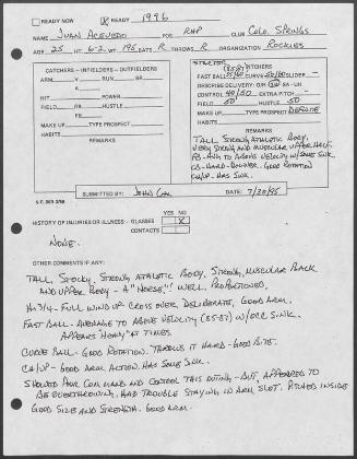 Juan Acevedo scouting report, 1995 July 30