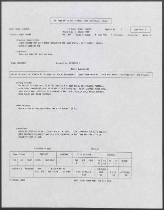 Terry Adams scouting report, 1995 July 02