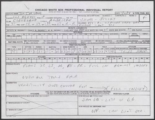 Luis Aguayo scouting report, 1989 September