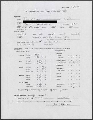 Bill Almon scouting report, 1974 April 03