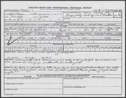 Wilson Alvarez scouting report, 1990 August 12