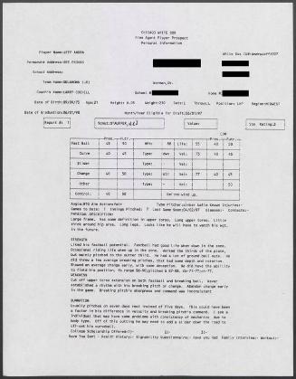 Jeff Andra scouting report, 1997 April 02