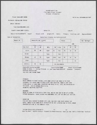 Jeff Andra scouting report, 1997 March 01