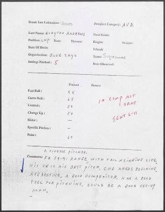 Clayton Andrews scouting report, 2000 June