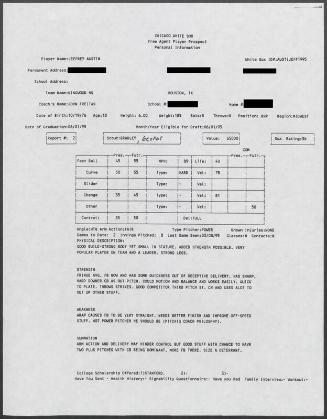 Jeff Austin scouting report, 1995 March 08