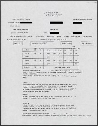 Jeff Austin scouting report, 1995 March 02