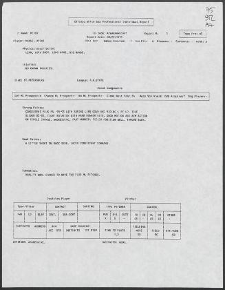 Manny Aybar scouting report, 1995 August 23