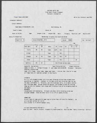 John Bale scouting report, 1996 February 23
