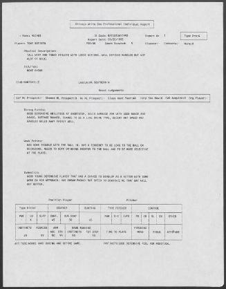 Tony Batista scouting report, 1995 June 20