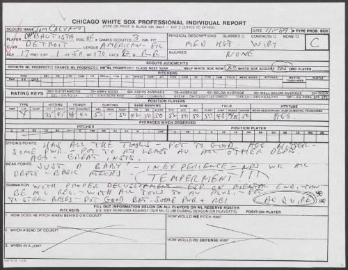 Danny Bautista scouting report, 1989 November