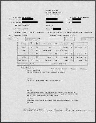 Mark Bellhorn scouting report, 1995 March 12
