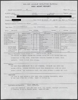 Andy Benes scouting report, 1988 March 26