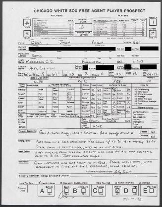 Jason Bere scouting report, 1990 April 28