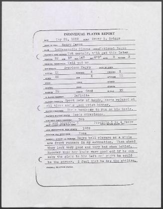 Hank Aaron scouting report, 1952 May 26