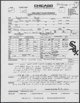 Brian Boehringer scouting report, 1991 April 07