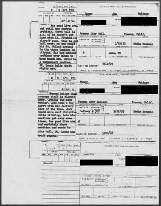 Dan Boitano scouting reports, 1971 and 1972