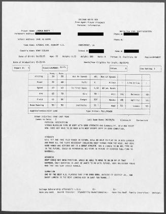 Josh Booty scouting report, 1994 March 03