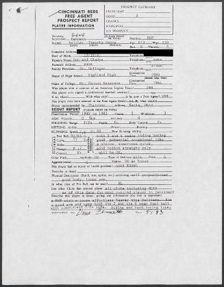 Tim Belcher scouting report, 1983 May 01