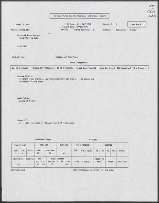David Bell scouting report, 1995 July 09