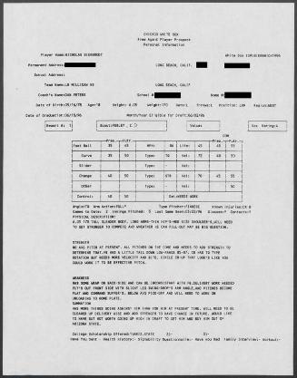 Nick Bierbrodt scouting report, 1996 March 22