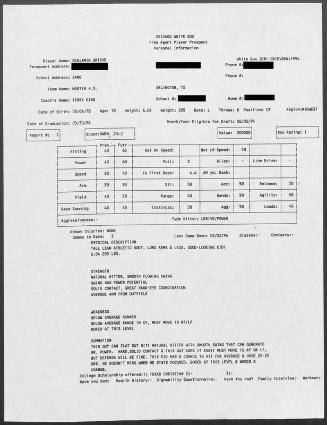 Ben Grieve scouting report, 1994 March 22