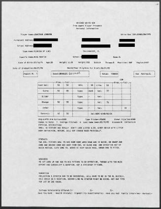 Jonathan Johnson scouting report, 1995 March 19