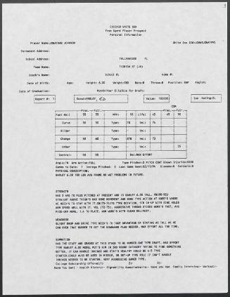 Jonathan Johnson scouting report, 1995 February 11